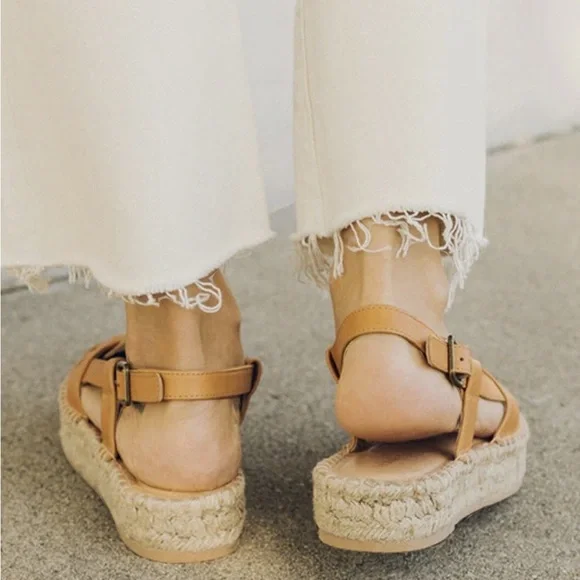 Soludos Sanibel Fisherman Leather Espadrille Sandals Sahara Pink Size 7.5 - Picture 6 of 16